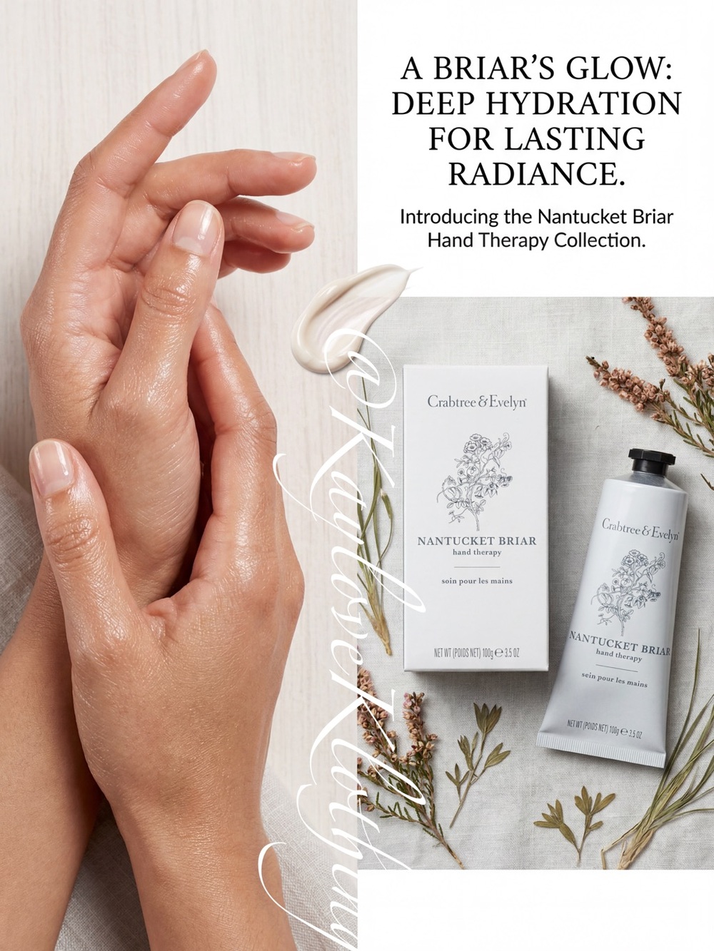 Crabtree & Evelyn Nantucket Briar Hand Therapy Cream - Cream & White